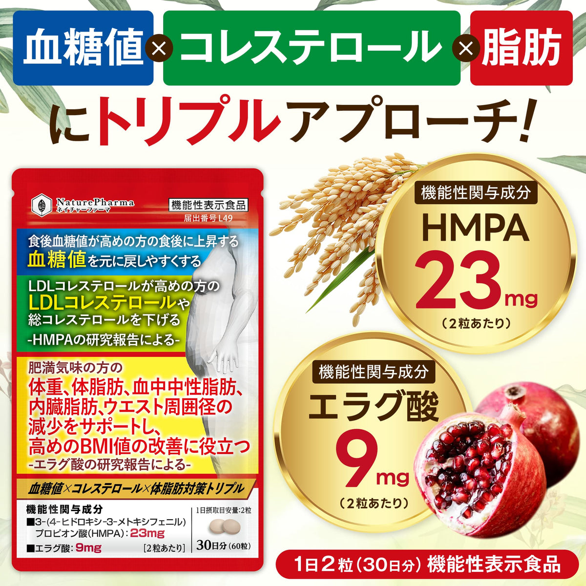 血糖値×コレステロール×体脂肪対策トリプル